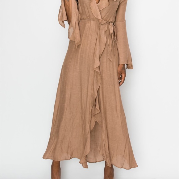 💕New! Ruffle Long Sleeve Kimono Dress - Picture 4 of 7